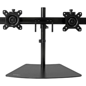 StarTech.com Dual Monitor Mount - Supports Monitors 12" to 24" - Adjustable - VESA Monitor Stand for Desk - Low Profile Base - Horizontal - Black (ARMBARDUO) - Plataforma - braço ajustável - para visor LCD - plástico, aço, alumínio - preto - tamanho