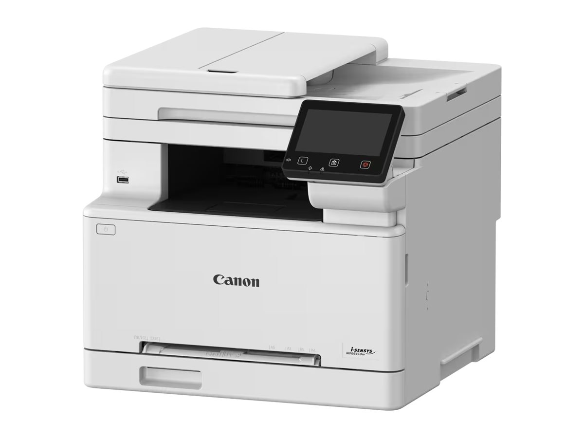 Canon i-SENSYS MF667Cdw - Impressora multi-funções - a cores - laser - A4 (210 x 297 mm), Legal (216 x 356 mm) (original) - A4/Legal (media) - até 25 ppm (cópia) - até 25 ppm (impressão) - 300 folhas - 33.6 Kbps - USB 2.0, Gigabit LAN, Wi-Fi(n), host