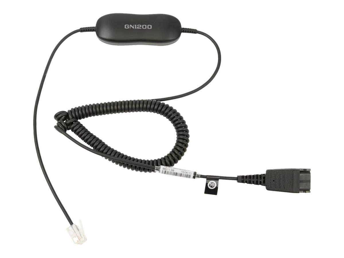 Jabra GN1200 CC - Cabo de auricular - Quick Disconnect tomada para RJ-9 macho - para Jabra GN 2100, GN 2200, GN 2250
