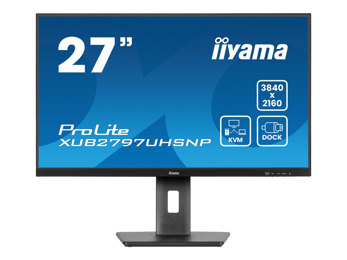 iiyama ProLite XUB2797UHSNP-B1 - Monitor LED - 27" - 3840 x 2160 4K @ 60 Hz - IPS - 350 cd/m² - 1300:1 - 4 ms - HDMI, DisplayPort, USB-C - altifalantes - preto, mate