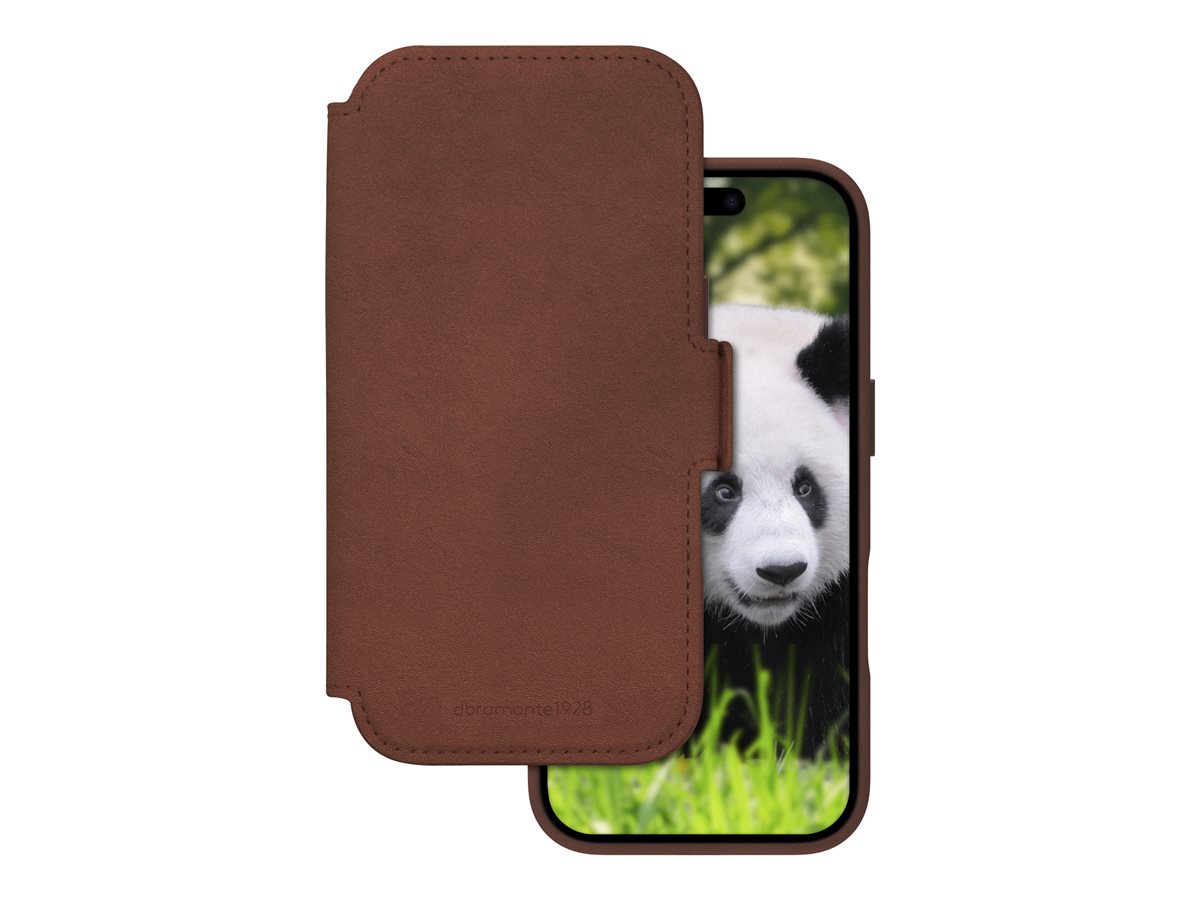 dbramante1928 Lynge - Capa flip cover para telemóvel - compatibilidade MagSafe - couro com granulação plena - creme escuro - para Apple iPhone 17