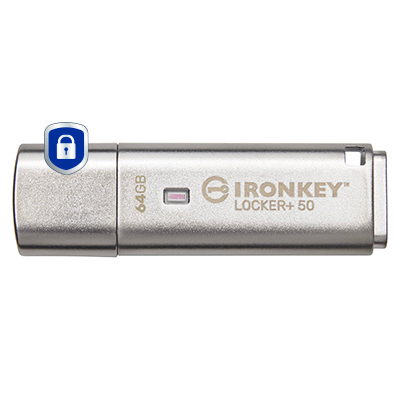 Kingston IronKey Locker+ 50 - Drive flash USB - encriptado - 64 GB - USB 3.2 Gen 1