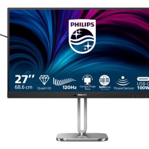 Philips 27B2U4601 - 4000 Series - monitor LED - 27" - 2560 x 1440 QHD @ 120 Hz - IPS - 1500:1 - HDMI, 2xDisplayPort, USB-C - altifalantes - carvão vegetal
