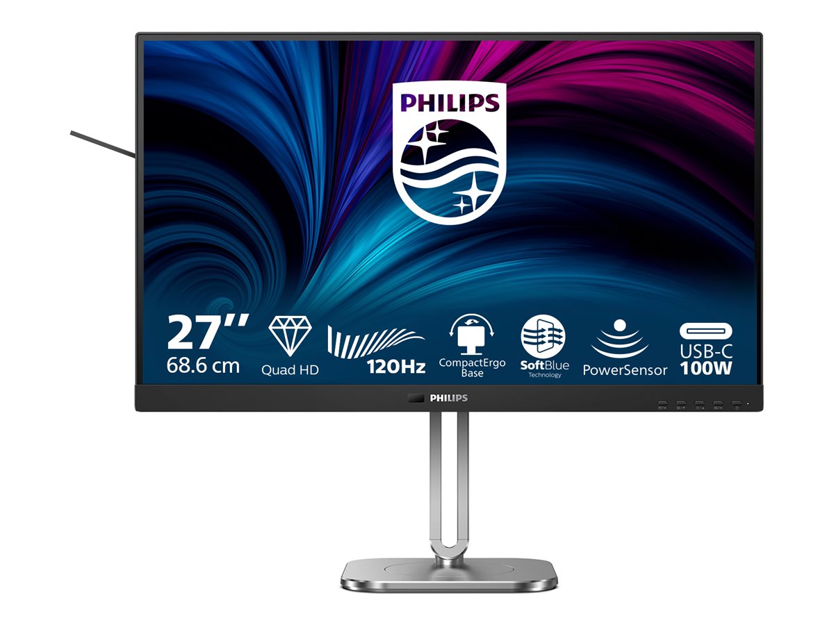 Philips 27B2U4601 - 4000 Series - monitor LED - 27" - 2560 x 1440 QHD @ 120 Hz - IPS - 1500:1 - HDMI, 2xDisplayPort, USB-C - altifalantes - carvão vegetal