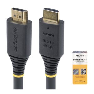 StarTech.com 2m (6.6ft) Premium Certified High Speed HDMI Cable, 4K60Hz - Alta Velocidade Premium - cabo HDMI com Ethernet - HDMI macho para HDMI macho - 2 m - preto - passivo, suporte 4K60Hz