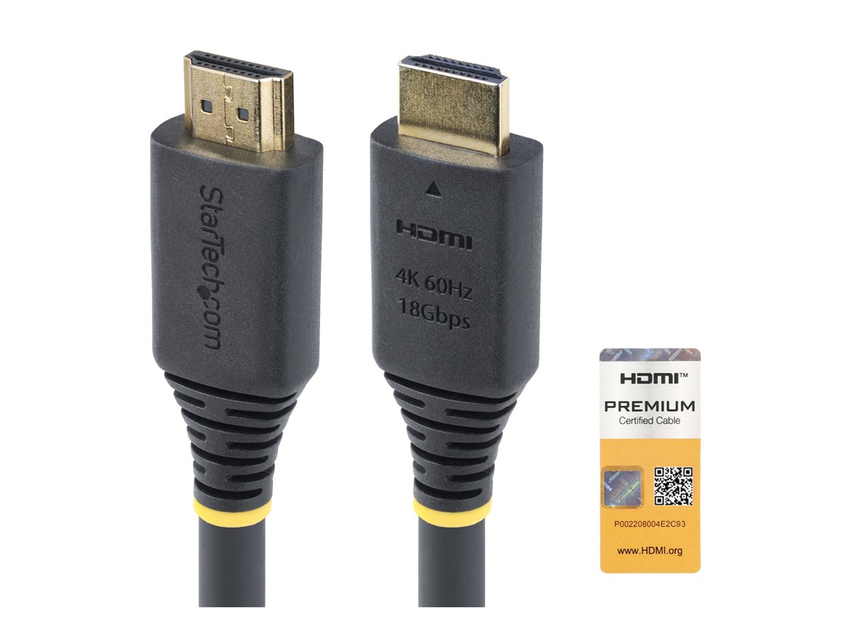 StarTech.com 2m (6.6ft) Premium Certified High Speed HDMI Cable, 4K60Hz - Alta Velocidade Premium - cabo HDMI com Ethernet - HDMI macho para HDMI macho - 2 m - preto - passivo, suporte 4K60Hz