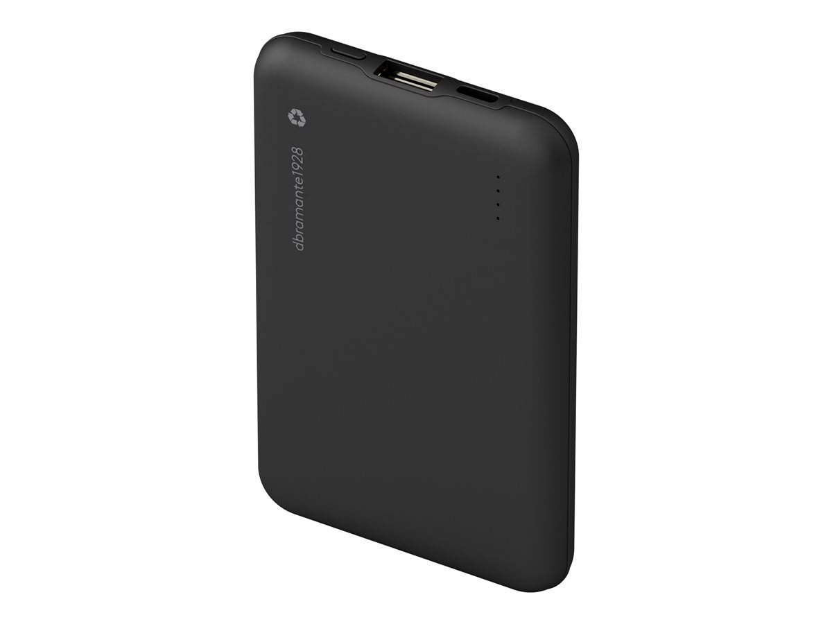 dbramante1928 re-charge - Carregador portátil - 10000 mAh - 20 Watt - Apple 2.4A, PD/PPS, Apple Fast Charge, QC 3.0 - 2 conectores de saída (USB-C, USB Tipo A) - no cabo: USB-C - preto