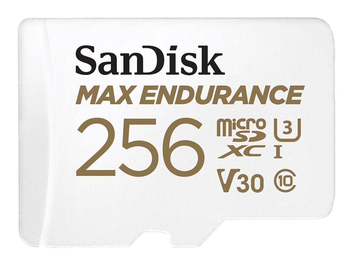 SanDisk Max Endurance - Cartão de memória flash (adaptador microSDXC para SD Incluído) - 256 GB - Video Class V30 / UHS-I U3 / Class10 - microSDXC UHS-I
