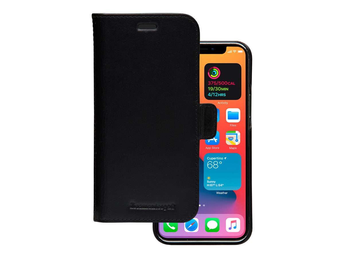 dbramante1928 Lynge - Capa flip cover para telemóvel - couro com granulação plena - preto - para Apple iPhone 12, 12 Pro