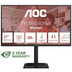 AOC 27E4CV - Monitor LED - 27" - 1920 x 1080 Full HD (1080p) @ 120 Hz - IPS - 300 cd/m² - 1500:1 - 4 ms - HDMI,…
