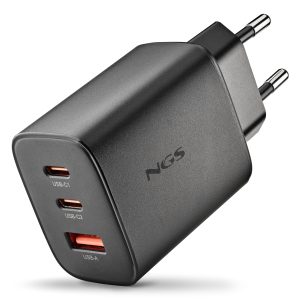 Cargador de Pared GaN NGS Era 65W/ 2xUSB Tipo-C/ 1xUSB/ 65W