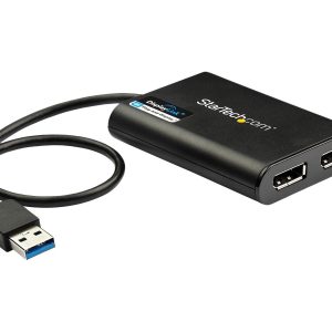 StarTech USB 3.0 to Dual DisplayPort Adapter 4K 60Hz, DisplayLink Certified, Video Converter with External Graphics…