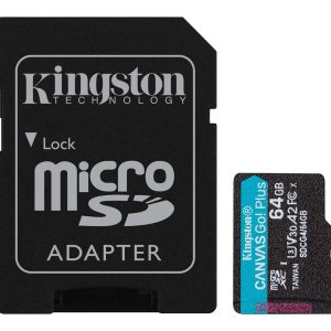 Cartão de Memória Kingston CANVAS Go! Plus 64GB microSD XC com Adaptador/ Classe 10/ 200MBs