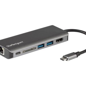 Startech USB C Multiport Adapter - Portable USB-C Dock to 4K HDMI, 2-pt USB 3.0 Hub, SD/SDHC, GbE, 60W PD Pass-Through…