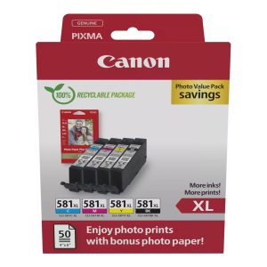 Canon CLI-581XL C/M/Y/BK Photo Value Pack - Pack de 4 - 8.3 ml - XL - preto, amarelo, azul cyan, magenta - original -…
