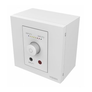Modular AV faceplate audio amplifier - 2 x 25w (RMS at 8 ohms) - two inputs (input 1 duplicated on front) - remote…