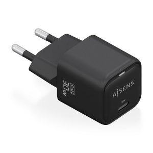 Cargador de Pared GaN Aisens ASCH-30W1P019-BK/ 1xUSB Tipo-C/ 30W