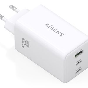 Cargador de Pared GaN Aisens ASCH-100W3P051-W/ 2xUSB Tipo-C/ 1xUSB/ 100W