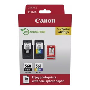 Canon PG-560/CL-561 Photo Value Pack - Brilhante - pack de 2 - preto, cor (ciano, magenta, amarelo) - original - caixa…