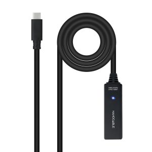 Cable Alargador USB Tipo-C 3.2 con Amplificador Nanocable 10.01.1311/ USB Tipo-C Macho - USB Tipo-C Hembra/ 5m/ Negro
