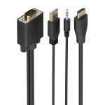 Cable Conversor Aisens A115-1009 SVGA Macho - USB Macho/ Jack Macho - HDMI Macho/ 2m/ Negro