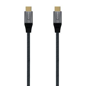 Cable USB 3.2 Tipo-C Aisens A107-0672 20GBPS 100W/ USB Tipo-C Macho - USB Tipo-C Macho/ Hasta 100W/ 20Gbps/ 1.5m/ Gris