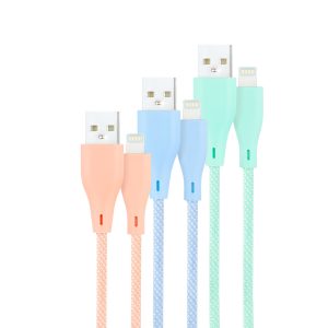 Cables USB 2.0 Lightning Nanocable 10.10.0401-CO1/ USB Macho - Lightning Macho/ 1m/ 3 Unidades/ Rosa, Azul y Verde