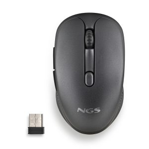 Ratón Inalámbrico NGS Evo Rust/ Batería recargable/ Hasta 1600 DPI/ Negro