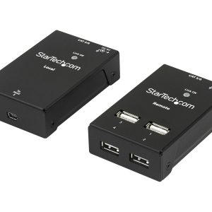 Startech 4-Port USB 2.0 Extender - 165ft (50m) USB Over Cat5/Cat6 Extender - Compact USB 2.0 Over Ethernet Extender…