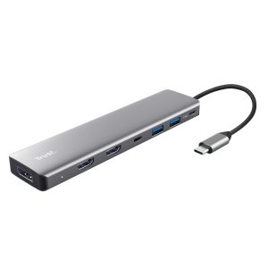 Docking USB Tipo-C Trust Dalyx/ 2xUSB/ 2xHDMI 4K/ 1xDisplayPort/ 1xUSB Tipo-C PD/ Gris