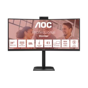 CU34E4CW ,34' 21:9 VA 120Hz 3440x1440 HAS 180mm   HDMI x 2x 2.1 TMDS DP x 1x 1.4 1 x USB-C1 (DP1.2 Alt Mode, data,…