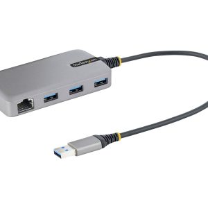 Startech 3-Port USB Hub with Ethernet, 3x USB-A Ports, Gigabit Ethernet RJ45, USB 3.0 5Gbps, Bus-Powered, USB Hub w/…