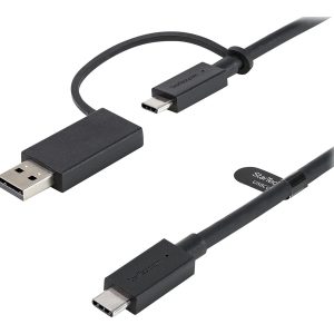 StarTech 3ft (1m) USB C Cable w/ USB-A Adapter Dongle, Hybrid 2-in-1 USB C Cable w/ USB-A | USB-C to USB-C (10Gbps/100W…