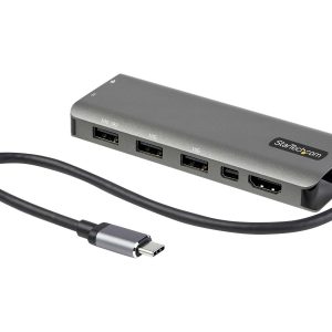 Startech USB C Multiport Adapter, USB-C to HDMI or Mini DisplayPort 4K 60Hz, 100W Power Delivery Pass-Through, 4-Port…