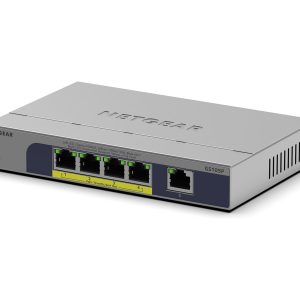NETGEAR GS105P - Interruptor - sem gestão - 1 x 10/100/1000 + 4 x 10/100/1000 (PoE+) - desktop, montável na parede -…