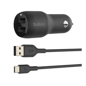 Belkin BoostCharge Dual Charger - Adaptador de energia para automóvel - 24 Watt - 4.8 A - 2 conectores de saída (USB) -…
