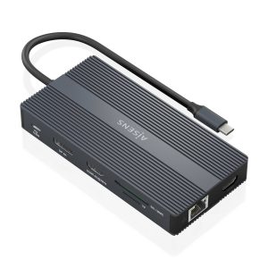 Docking USB Tipo-C Aisens ASUC-12P017-GR/ 2xHDMI 4K/ 4xUSB/ 1xUSB Tipo-C/ 1xRJ45/ 1xDisplayPort/ 1xLector Tarjetas/…