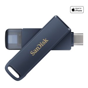 SanDisk Phone Drive - Drive flash USB - 256 GB - USB-C / Lightning - céu metálico