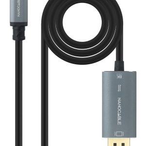 Cable Conversor Nanocable 10.15.5022/ USB Tipo-C Macho - Displayport Macho/ 2m/ Negro