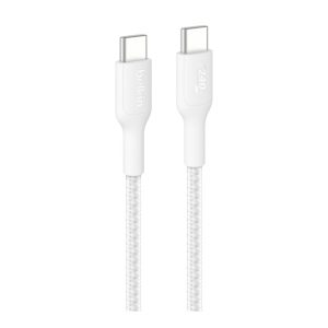 Belkin BoostCharge - Cabo USB - USB-C (M) para USB-C (M) - 2 m - Fornecimento de energia USB (240W), braided - branco