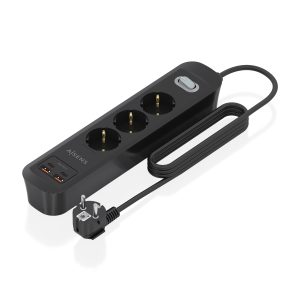 Regleta con Interruptor Aisens ASPS-2A2C11-BK/ 3 Tomas de Corriente/ 2 USB - 2 USB Tipo-C/ Cable 1.4m/ Negro