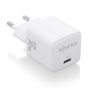 Cargador de Pared GaN Aisens ASCH-30W1P035-W/ 1xUSB Tipo-C/ 30W