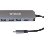 D-Link DUB-2340 - Hub - 4 x SuperSpeed USB 3.0 + 1 x USB-C (fornecimento de energia) - desktop
