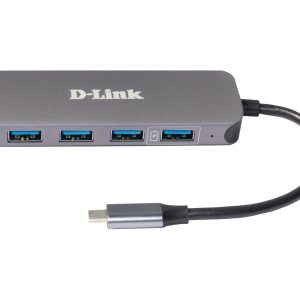 D-Link DUB-2340 - Hub - 4 x SuperSpeed USB 3.0 + 1 x USB-C (fornecimento de energia) - desktop