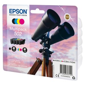 Epson 502 Multipack - Pack de 4 - 14.5 ml - preto, amarelo, azul cyan, magenta - original - blister com RF/alarme…