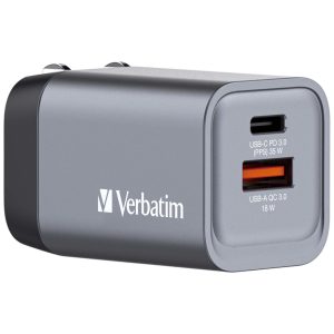 Cargador de Pared Universal GaN para Viaje Verbatim GNC-35/ 1xUSB Tipo-C/ 1xUSB/ 35W