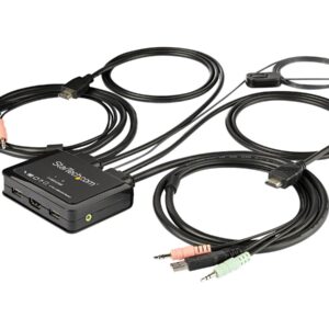 Startech 2 Port HDMI KVM Switch, 4K 60Hz, Compact Dual Port UHD/Ultra HD USB Desktop KVM Switch with Integrated 4ft…