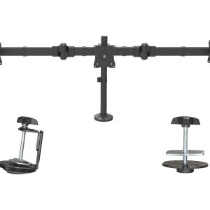 Startech Desk Mount Triple Monitor Arm, Ergonomic VESA 3 Monitor Mount up to 27", Articulating & Height Adjustable Pole…