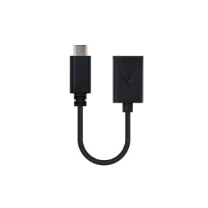 Cable USB 2.0 Tipo-C Nanocable 10.01.2400/ USB Tipo-C Macho - USB Hembra/ 480Mbps/ 15cm/ Negro
