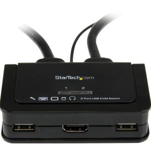 Startech 2 Port USB HDMI Cable KVM Switch with Audio and Remote Switch - USB Powered KVM with HDMI - Dual Port HDMI KVM…